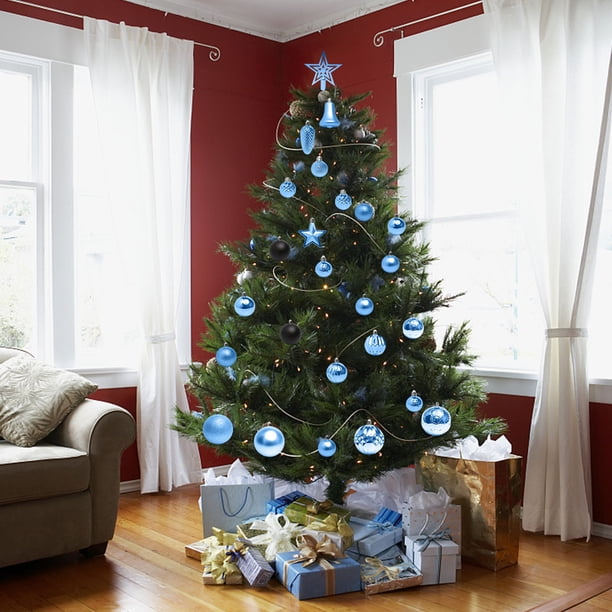 45PCS Christmas Set Painted Shaped Christmas Tree Ornament Plastic Tree Top Star Ornament
