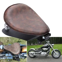 1set Motorcycle PU Leather Retro Solo Saddle Seat   Steel 3" Spring Bracket Mounting Base for Cafe Racer Harley Chopper Bobber