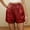 Red, variant on QUNYINEY Elastic Waist Shorts Women Casual Bermuda Solid with Pockets Drawstring Relaxed Fit Shorts