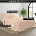 thumbnail image 3 of 6-PC Twin Sheet Set - (Extra Pillowcases, Fitted Sheet & Flat Sheet) 600-Thread-Count 100% Egyptian Cotton, Soft Breathable 600TC Cotton, 15-Inches Deep Pockets - Peach, 3 of 7