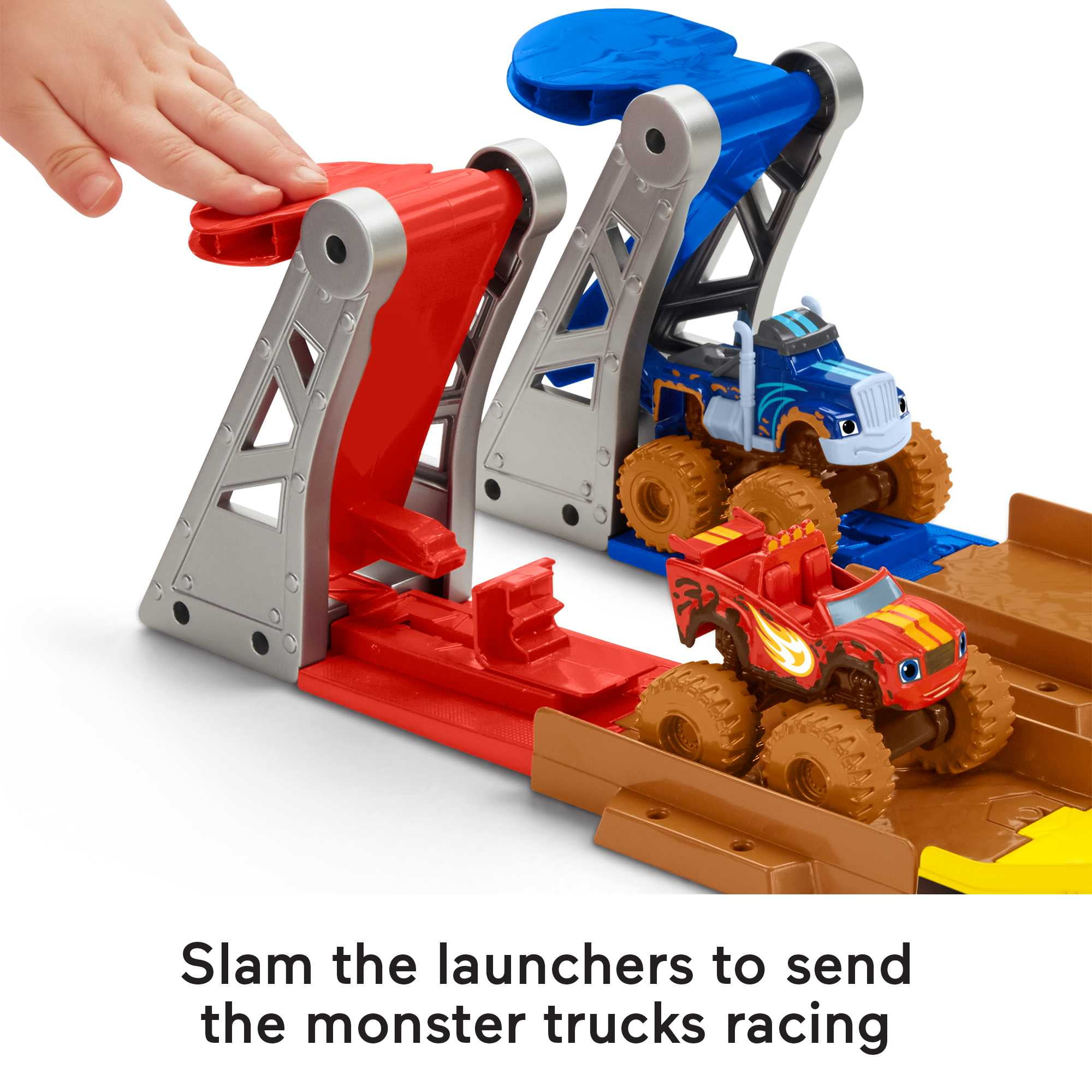 Fisher-Price Blaze and the Monster Machines Mud Pit Race Track Playset with 2 Toy Trucks & Slime