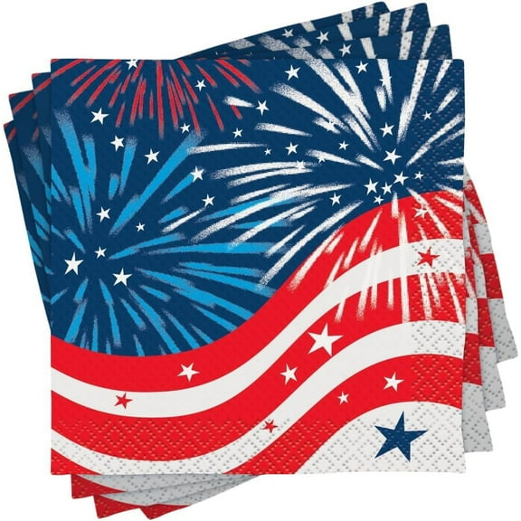 Fireworks 4th of July Beverage Napkins, 16ct