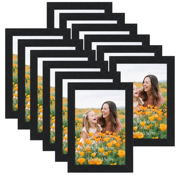 Black 4x6 Picture Frames for Wall Mounted and Tabletop Display, 12 Pack