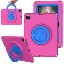 SaniMore for iPad Pro 12.9 2018/2020/2021/2022 Case, Kid-friendly Shockproof EVA Two-layer Protective Case 360°Rotating Kickstand Holder Anti-fall Csae for iPad Pro 12.9 2018/2020/2021/2022, Rose