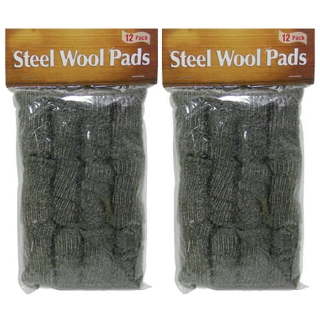 24 Pack Steel Wool Pads Kitchen Bathroom Wire Cleaning Ball Pan Cleaner