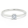thumbnail image 2 of Gem Stone King 10K White Gold White Lab Grown Diamond Solitaire Engagement Ring for Women (0.17 Cttw, Round 3.5MM, Gemstone April Birthstone, Size 6), 2 of 7