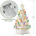 thumbnail image 4 of 12" Hand Painted Ceramic Christmas Tree, White Pre-Lit Tree, 100 Multi-Color Lights, 2 Star Toppers, 4 of 6