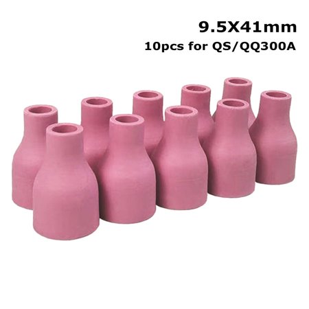 10pcs Thickened Porcelain Tool Parts Welding Accessory Protection Nozzle Porcelain Mouth QS/QQ300A Ceramic Nozzle Argon Arc TIG 9.5X41MM 10PCS FOR QS/QQ300A