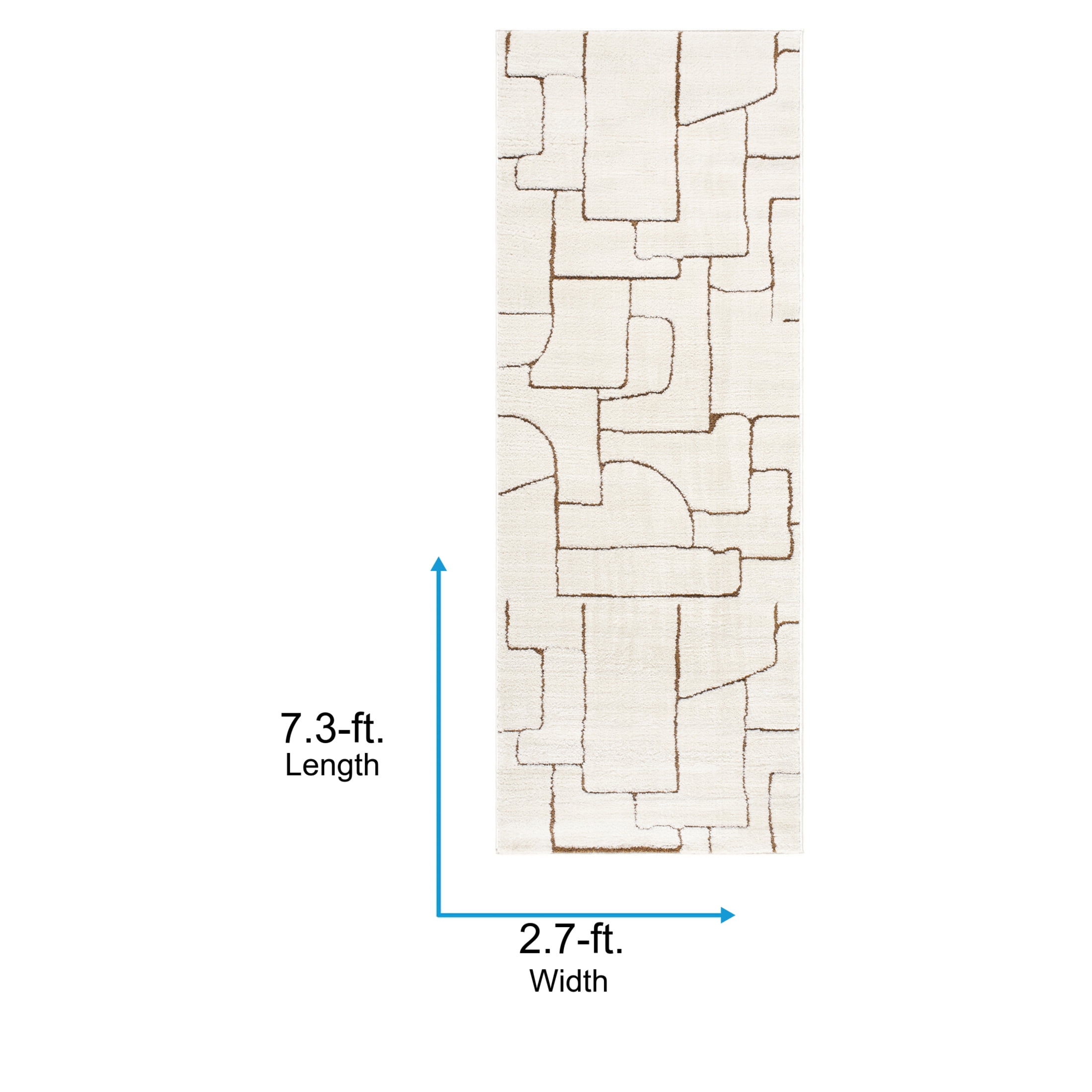 Livabliss Area Rugs for Living Room, 3x7 Freud Modern Ivory Runner Rug, Bedroom Dining Room Home Decor Stain Resistant Carpet (2'7" x 7'3" Runner)
