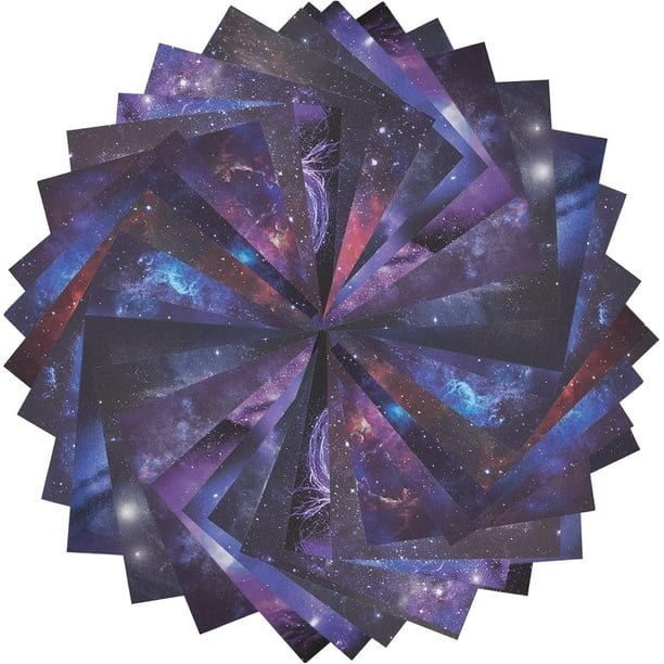 100 hojas de papel para álbum de recortes de galaxia, 15 x 15 cm, con patrón de cielo estrellado, papel decorativo vintage de nebulosa, papel para manualidades, cartulina