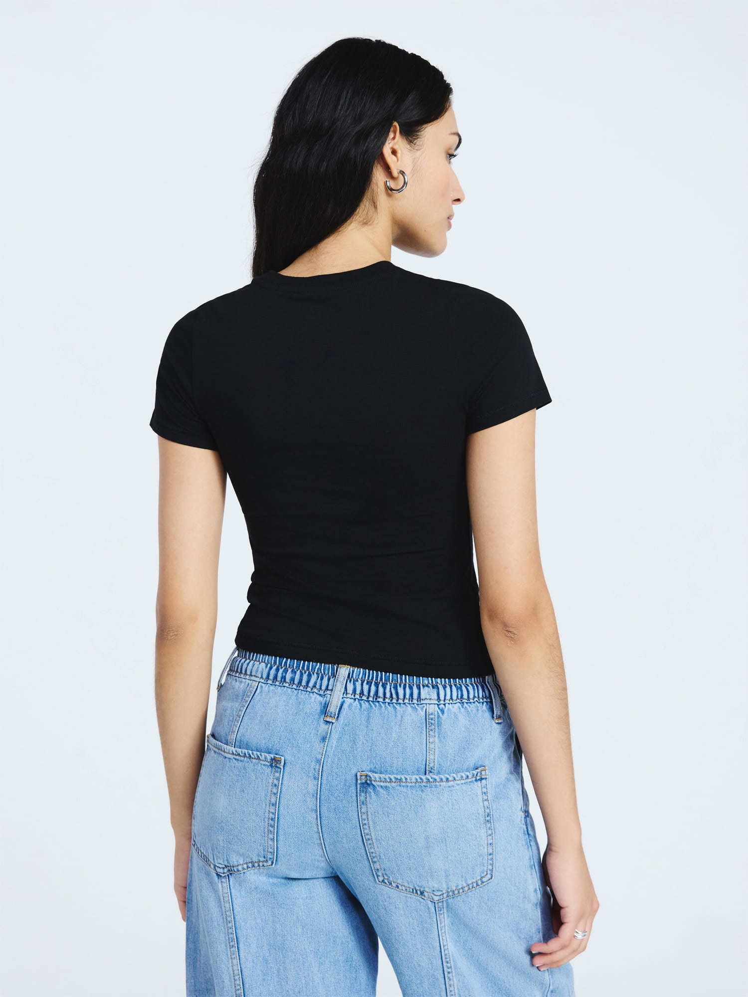 Scoop Women’s Stretch Cotton Blend Baby Tee with Short Sleeves, Sizes XS-XXL