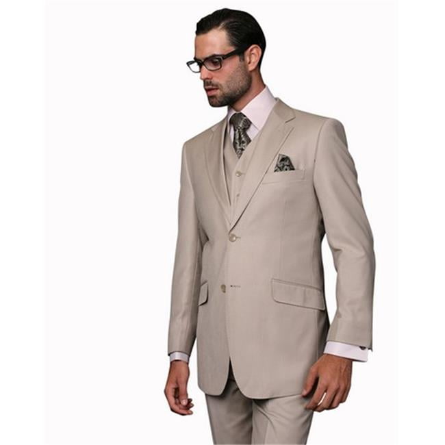 Statement Clothing Stzv100 Sapphire 3 Piece Mens Solid Color Wool Suit