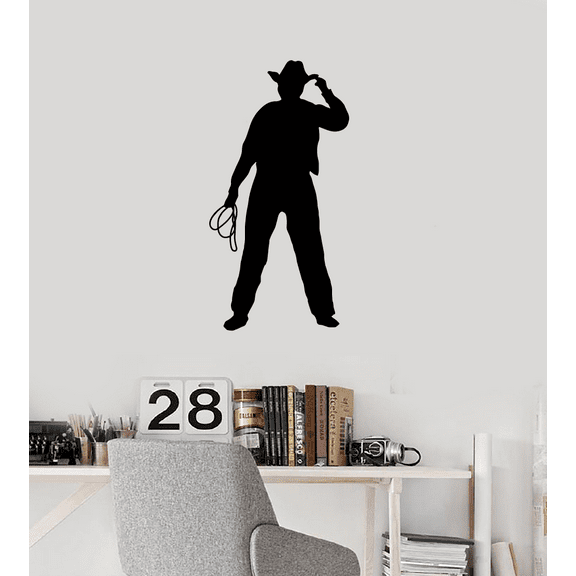 Cowboy Silhouette Cowboy Attire Cowboy Hat Pants Bandanna Bolo TieVinyl Wall Art Wall Sticker Wall Decal Home Kids Room Study Room Boys Room Wall Décoration Design Wall Décor Decal Size (10x8 inch)