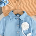 thumbnail image 6 of SERTG Girls Dress Set Spring Summer Short Sleeve Shirts and Pleated Skirt Set Casual School Style Two-Piece Outfit for Kids(Blue,2 Years), 6 of 9