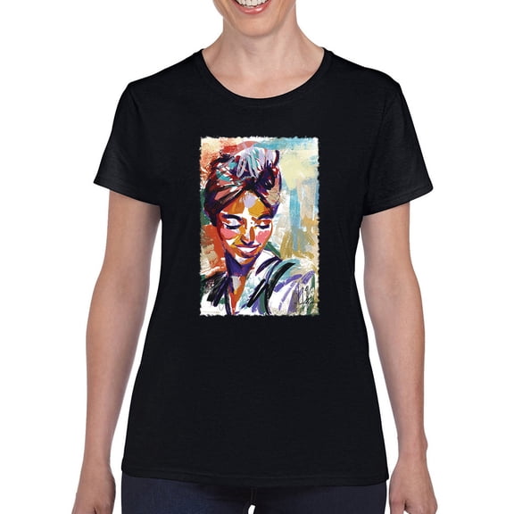Pastell Smiling Woman Portrait T-Shirt Women -David Coleman Jr Designs, Female Large