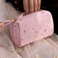 thumbnail image 2 of Makeup Bag Velvet Golden Stars Soft Zipper Cosmetic Bag, 2 of 4