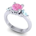 thumbnail image 2 of 2.50 Ct Stunning Round Shape Pink Sapphire & Aquamarine Gemstone Anniversary Ring for Women Solid 14K White Gold Size 3.5 by Diamond-Capitals, 2 of 8