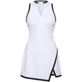 thumbnail image 5 of DHFJKG Athletic Dresses For Women Mini Crew Neck Sleeveless Slim Fit Zipper Front Side Slit Tennis Golf Dress Cozy Dresses, 5 of 6