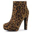 thumbnail image 1 of Unique Bargains Bottines à Talon Bloc Plateforme à Bout Rond avec Fermeture Éclair pour Femmes, 1 of 7