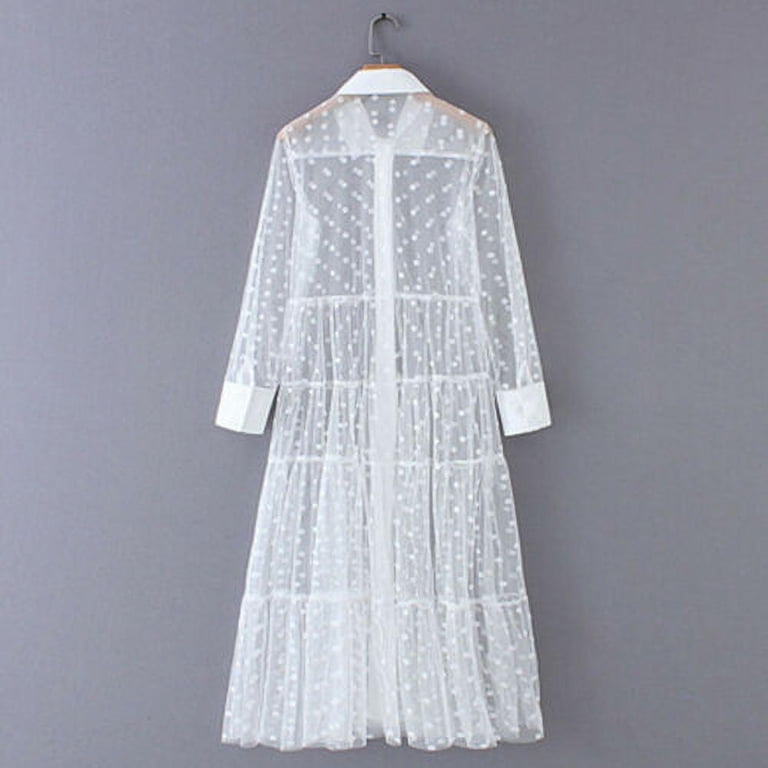 KOMOO Women See-through Smock Dresses Polka Dot Lapel Mesh Dress Swimwear Beach Cover-up Dress - Walmart.com KOMOO Women See-through Smock Dresses Polka Dot Lapel Mesh Dress Swimwear Beach Cover-up Dress - Walmart.com