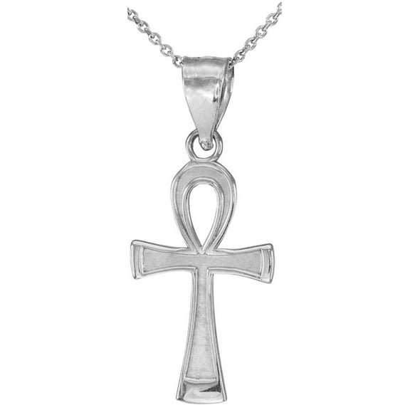 925 Sterling Silver Egyptian Ankh Cross Charm Pendant Necklace (Pendant with 16" chain)