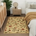 thumbnail image 4 of Ottomanson Floral Area Rug 3'3" x 4'7" - Non Slip Low Pile Carpet, Beige, 4 of 11