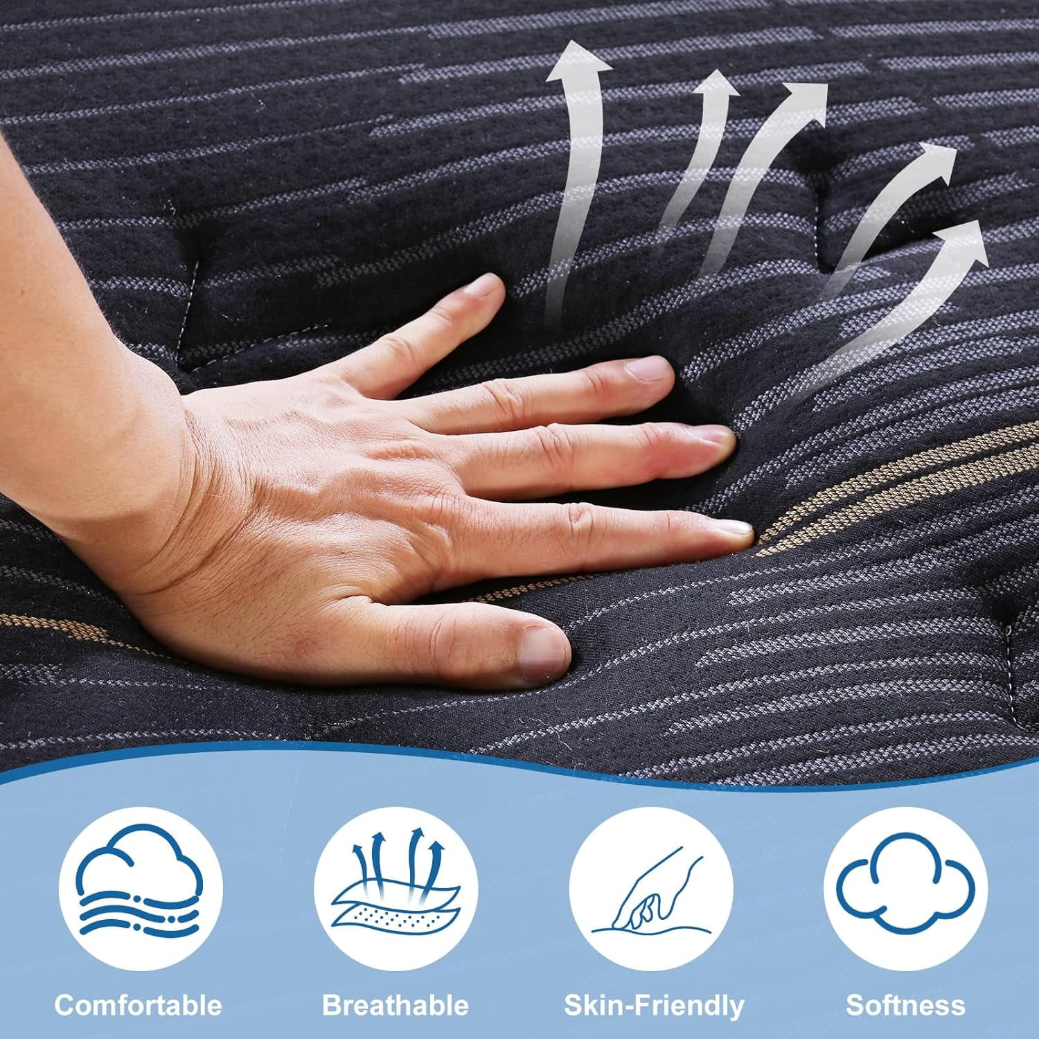 OMOGS Twin Size Mattress 10 Inch, with Memory Foam & Individually Wrapped Pocket Coils for Support, Medium Comfort, Breathable & Durable, for Comfortable Sleep & Pressure Relief, Fiberglass-Free