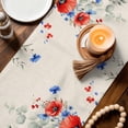 thumbnail image 2 of Blue Red Flowers Cotton Linen Table Runner for Dining Kitchen, Elegant Spring Floral Butterfly Rustic Wedding Outdoor Party Tablerunners, Dresser Scarf Coffee Tablecloth Runners 13x120 Inches, 2 of 8
