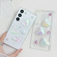 thumbnail image 3 of Compatible with Samsung Galaxy S24 Bling Case Laser Colour 3D Crystal Love Heart Pearl Diamond Glitter Clear Case Cute Girly Women Slim Soft TPU Transparent Phone Cover, 3 of 7