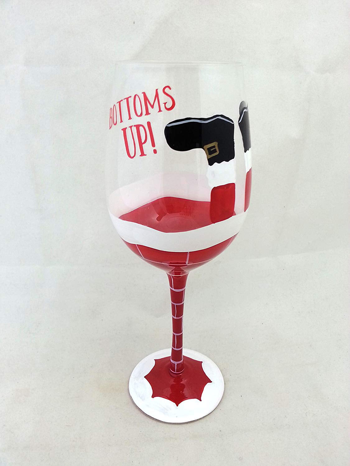 Mistletoe Willow Street Design Hand-painted Holiday Wine Glass 