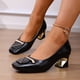 thumbnail image 2 of Cojines Del Dedo Del Pie para Zapatos de Moda Cerrado Del Dedo Del Pie de Tacón Medio Bombas de una Patada con Ornamento Metálico Zapatos Casuales de las Mujeres, 2 of 9