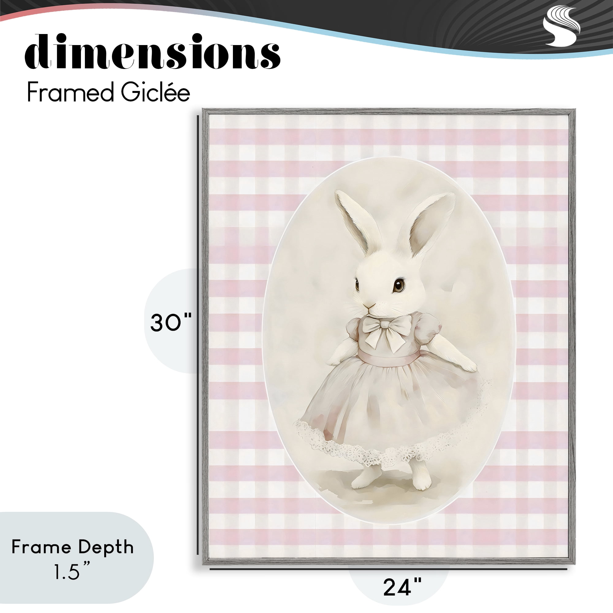 Stupell Industries Sweet Pink Girl Bunny Gray Framed Giclee Art, design by Arlington Prints