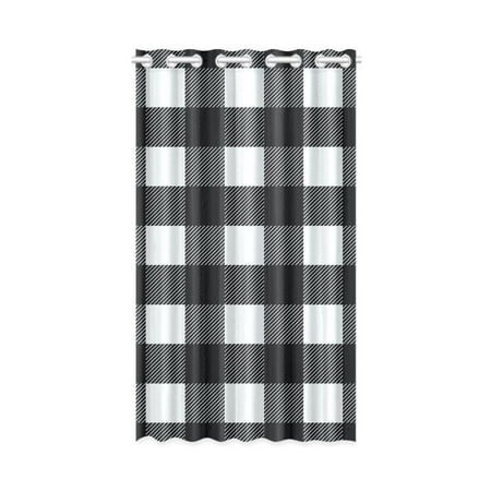 Yusdecor Black White Buffalo Check Lumberjack Plaid Window Curtain