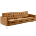 thumbnail image 3 of Modway Loft 2-Piece Modern Tufted Faux Leather Sofa and Armchair Set in Tan, 3 of 6