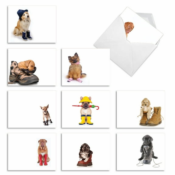10 Thank You Cards Pack - These Boots Are Made For Puppies
