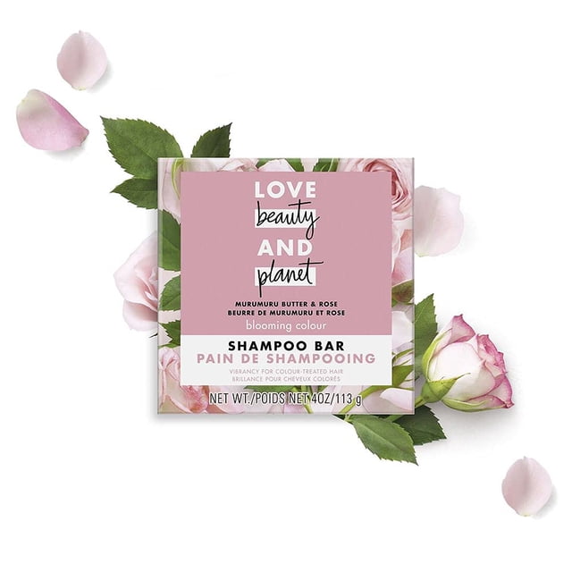 Love Beauty And Planet Blooming Color Shampoo Bar para cabello tratado con color Mantequilla de Murumuru y color rosa vibrante 4.0 oz