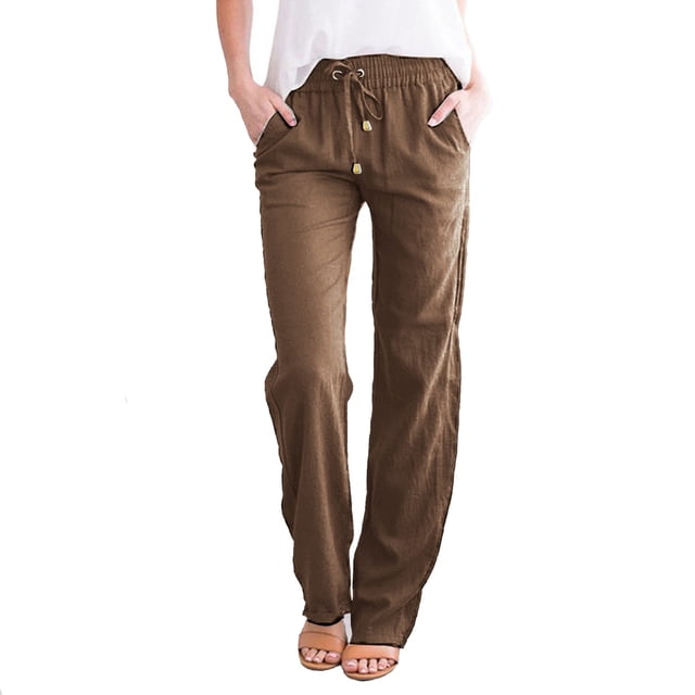 Plus Size Pants And Straight Solid Elastic Long Drawstring Women Waist Casual Pants