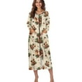 thumbnail image 4 of FOR U DESIGNS Highland Cattle Holly Pattern Womens Nightgown Soft Womens Embroidered Housecoat Lightweight Zipper Dusters Robe Long Sleeve Sleep Dress Christmas Decor with Pockets, XL, 4 of 8