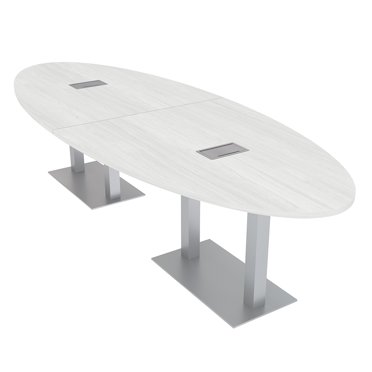 8 Person Modular Oval Conference Table Metal Bases 10Ft Power And Data