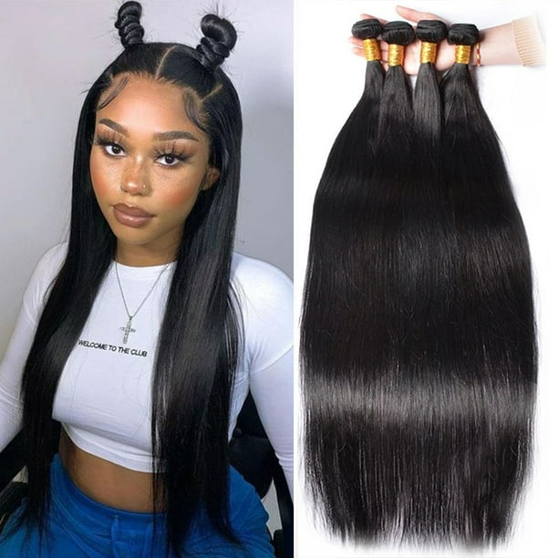 Paquetes rectos de cabello humano 100% Paquetes rectos de hueso 28 30 pulgadas Cabello virgen 3 4 paquetes Tejido brasileño Extensiones de cabello humano Tan Jianjun unisex