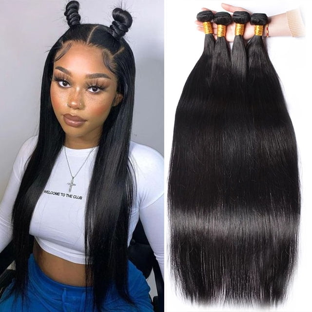 Paquetes rectos de cabello humano 100% Paquetes rectos de hueso 28 30 pulgadas Cabello virgen 3 4 paquetes Tejido brasileño Extensiones de cabello humano Tan Jianjun unisex
