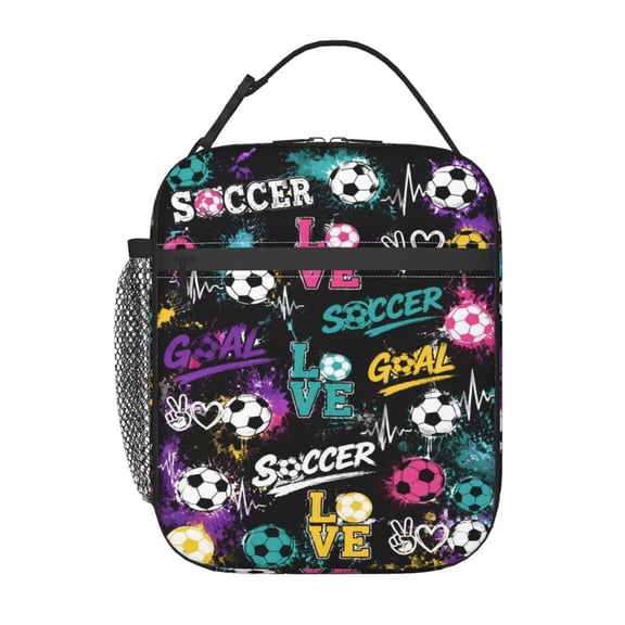 Sports Soccer Lunch Bag Reusable Thermal Lunch Tote with Handle for Women and Men