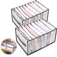 thumbnail image 1 of Organizador de armario con 2 cajones, color gris, divisor de malla para ropa, plegable y lavable., 1 of 5