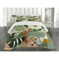 thumbnail image 3 of Ambesonne Mid Century Modern Quilted Bedspread Set 3 Pcs, Leafy Huddle Art, Queen Size, Laurel Green Peach, 3 of 4