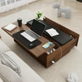 thumbnail image 5 of 47" Large Lift Top Coffee Table with Power Outlets & 2 Storage Drawers, Morden Wooden Coffee Table w/Hidden Compartment Storage, Center Lift Coffee Table for Living Room,Walnut&Black, 5 of 9