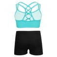 thumbnail image 2 of YONGHS Dance Outfits for Girls 2Pcs Criss Cross Back Crop Top and Athletic Shorts Activewear Set Tracksuit Mint Green 10, 2 of 6