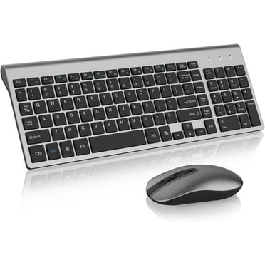 Wireless Keyboard Mouse Combo, cimetech Compact Full Size Wireless Keyboard and Mouse Set 2.4G Ultra-Thin Sleek Design for Windows, Computer, Desktop, PC , Notebook,USB Receiver - (Grey)