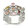 thumbnail image 1 of 925 Sterling Silver Multi Color Shaped Gem 5 Strand Band Ring Size 7.00 Cz, 1 of 6