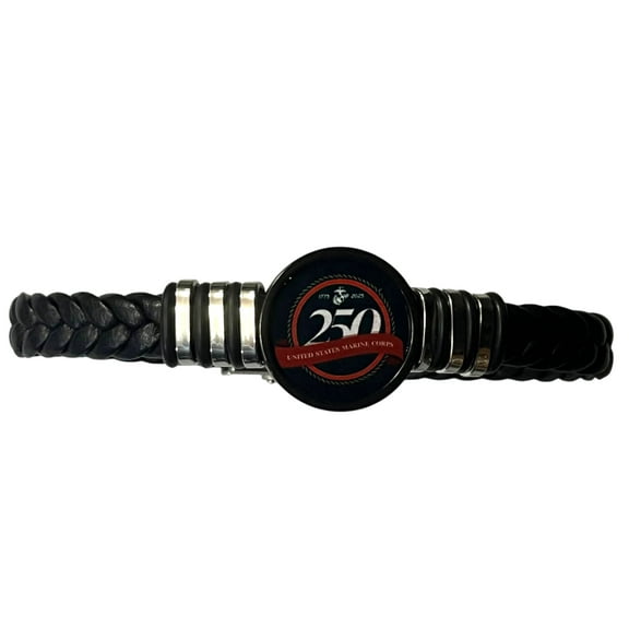 Officially Licensed Marine Braided Leather Bracelet - 250th Anniversary Collection