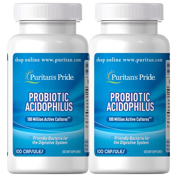 Puritan's Pride Probiotic Acidophilus 100 Capsules (2 PACK) Walmart